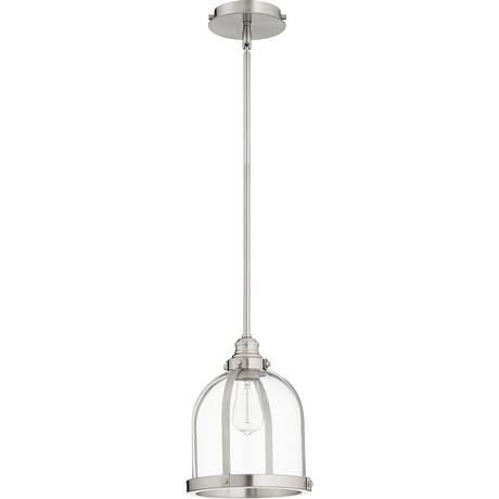 Quorum International Banded Dome Family Clear One Piece Glass Pendant. 1 Light Clear Glass Downlight.