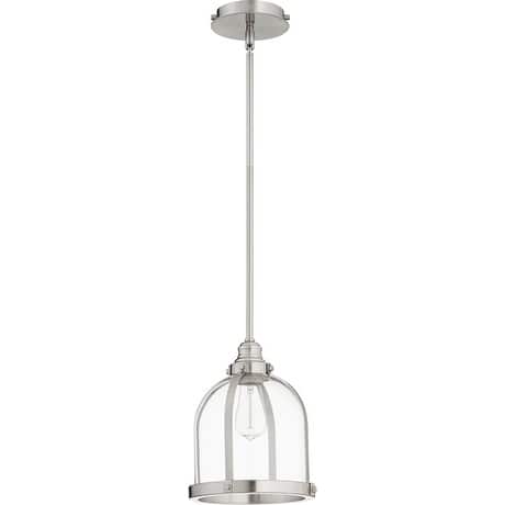 Quorum International Banded Dome Family Clear One Piece Glass Pendant. 1 Light Clear Glass Downlight.