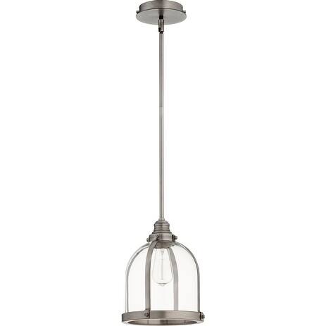 Quorum International Banded Dome Family Clear One Piece Glass Pendant. 1 Light Clear Glass Downlight.