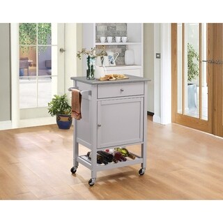 Kitchen Cart With Stainless Steel Top, Gray - Bed Bath & Beyond - 21603831