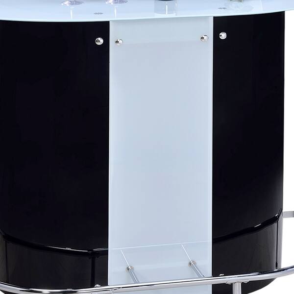 Shop Contemporary Bar Unit With Frosted Glass Top White And Black