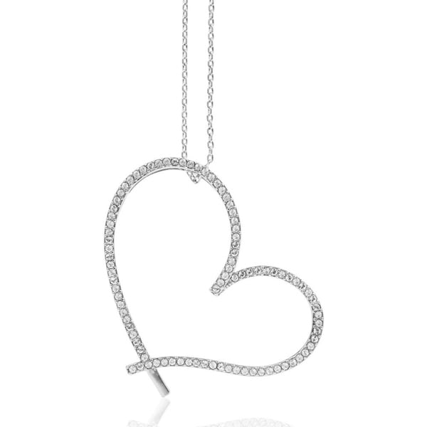 Matashi White Gold Plated Heart Shaped Pendant Necklace with Clear Crystals. Opens flyout.