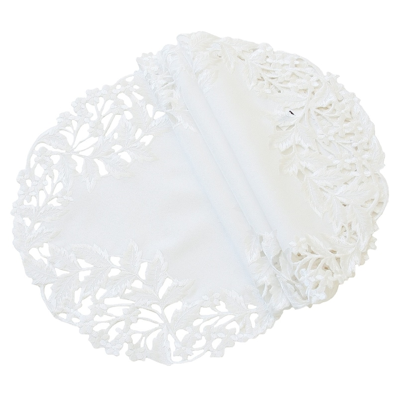 Arietta Embroidered Cutwork Round Doily, 8-Inch, Set of 4