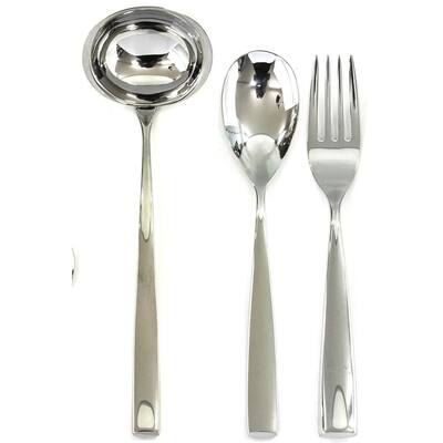 3-piece Stainless Steel Arte Serving Set (Fork, Spoon, and Ladle)