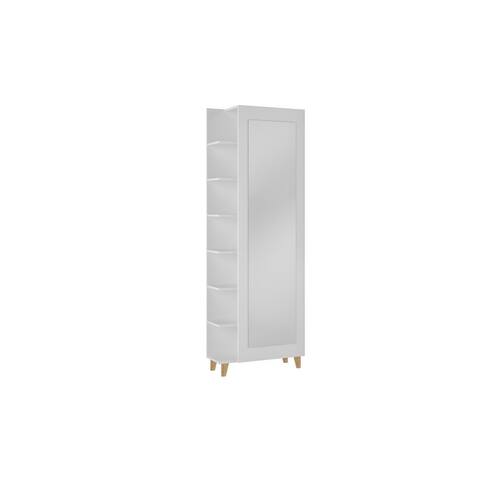 Minetta 14-Pair White Wood Mid Century Shoe Closet