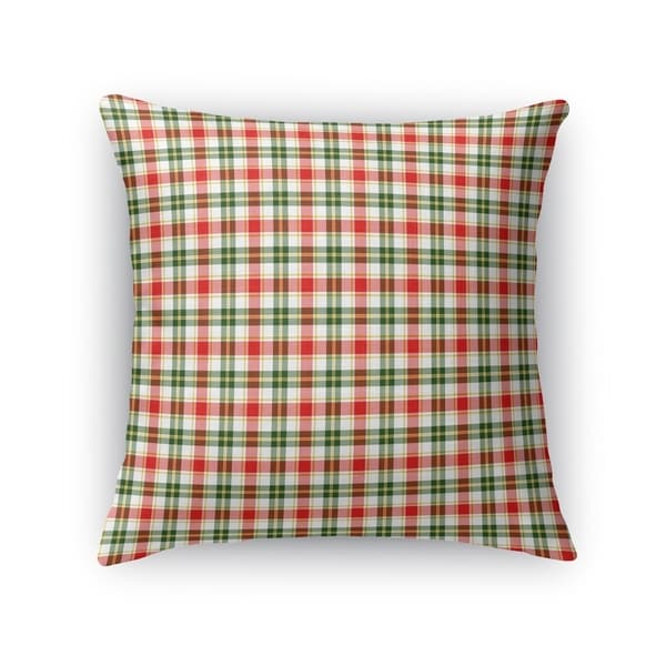 FLORAL PLAID GREEN, RED Accent Pillow By Kavka Designs