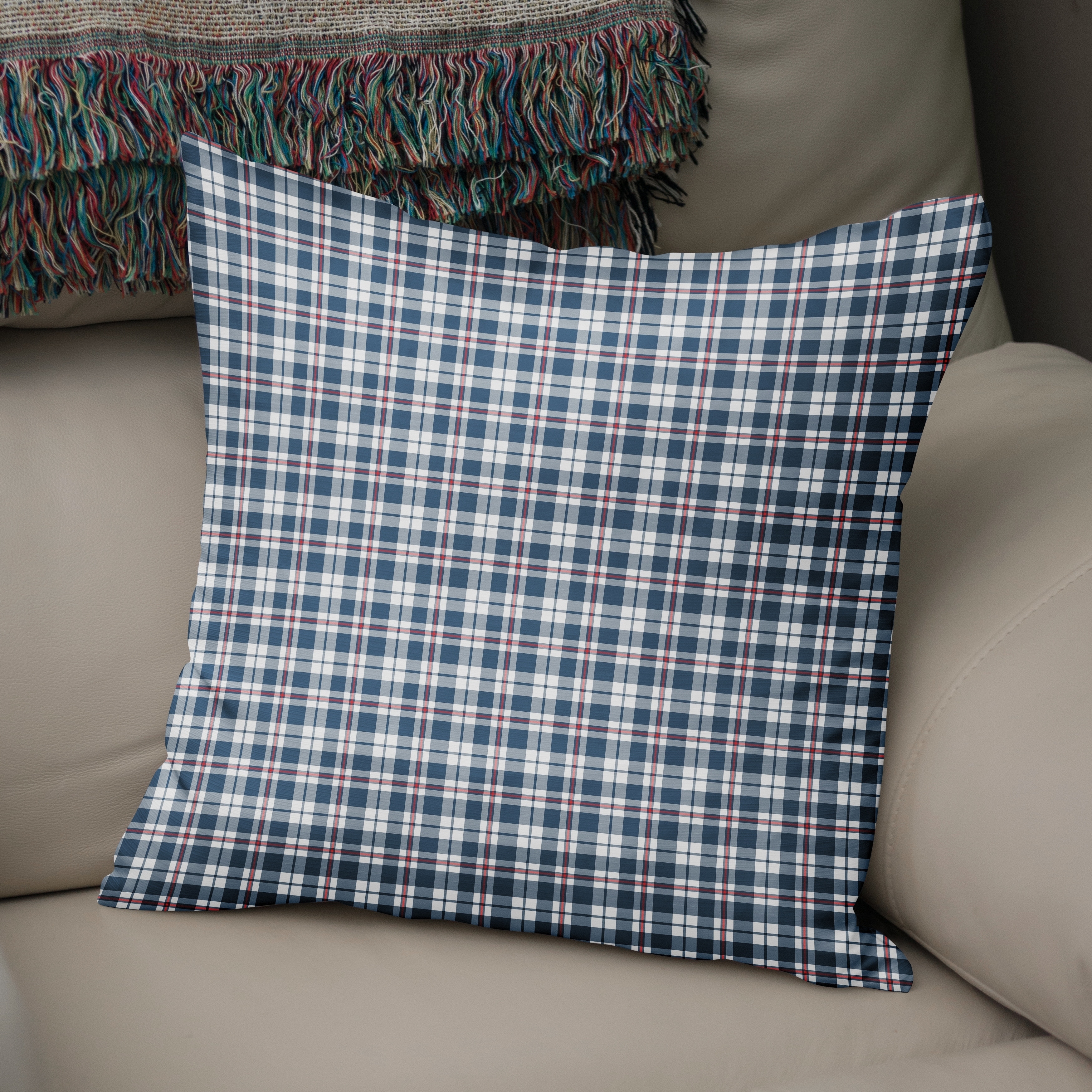 Navy hotsell plaid pillow