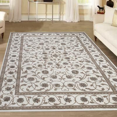 Admire Home Living Plaza Floral Scroll Area Rug