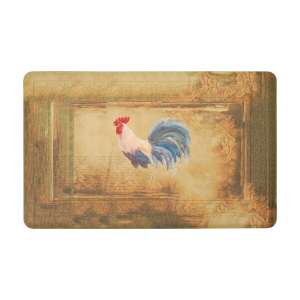 Chef Gear Hydrangea Border Vintage Rooster Gelness Mat - 1'8 x 2'8