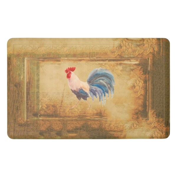 Chef Gear Hydrangea Border Vintage Rooster Gelness Mat - 1'8 x 3'3