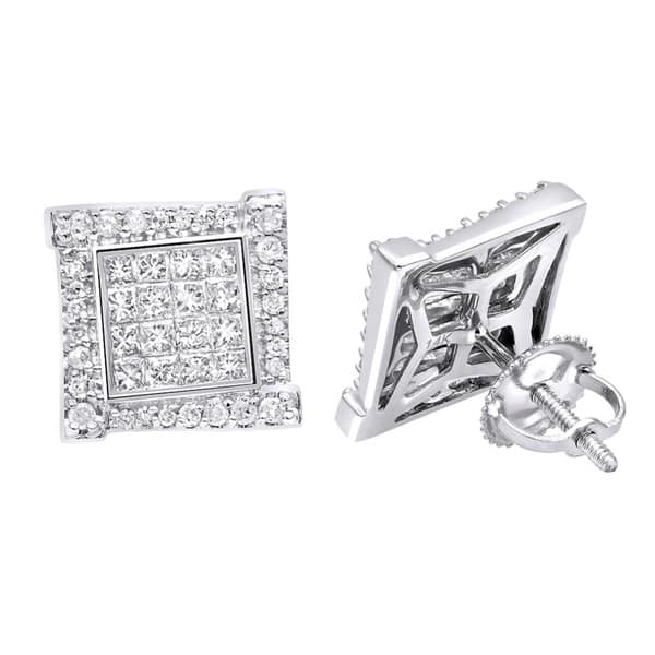 Shop Round Princess Cut Diamond Earrings Square Studs 14k Gold