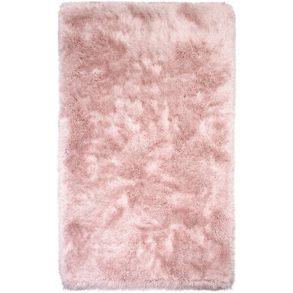 Central Illuminous Shag Rose Quartz and Silver Area Rug