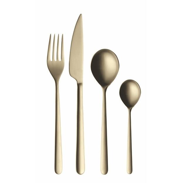 Linea Champagne 5piece Stainless Steel w/PVD Titanium Coating Flatware