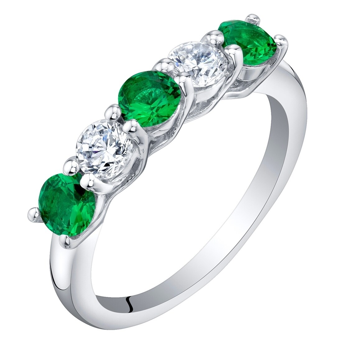 emerald green silver ring