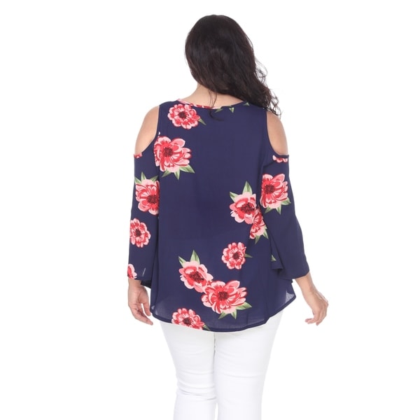 white plus size cold shoulder tops