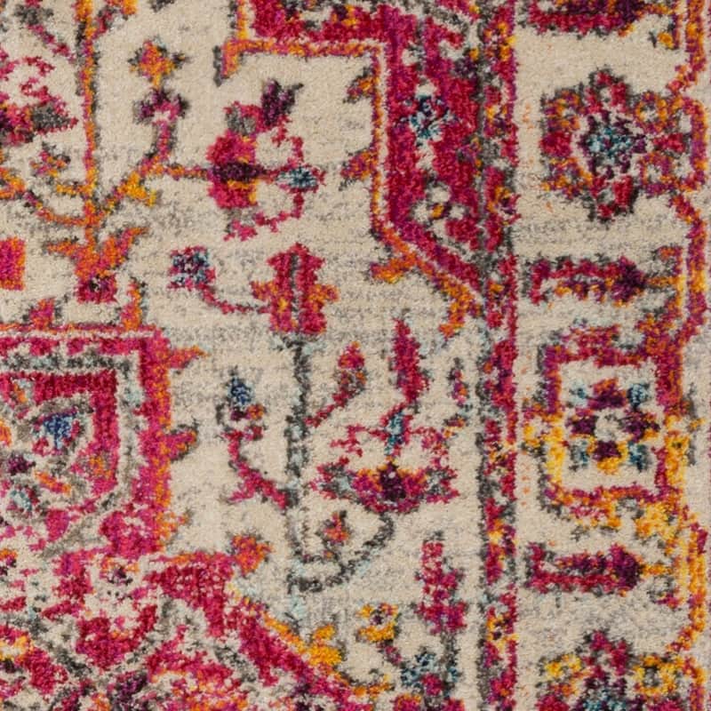 Alexander Home Vintage Boho Medallion Distressed Area Rug - Ivory/Pink - 10' x 14' - Rectangle