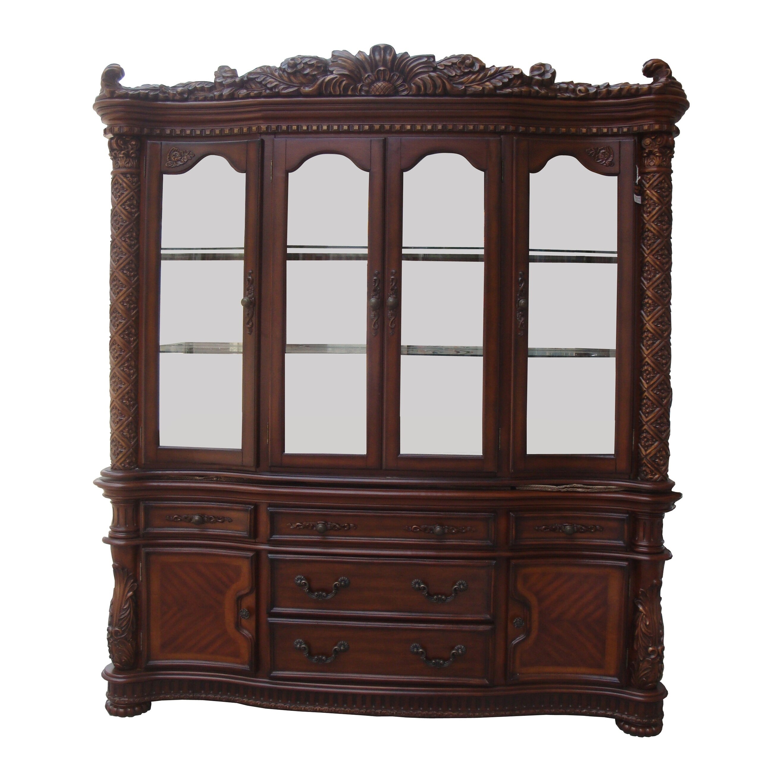 Shop Acme Vendome Hutch Buffet Cherry 1set 2ctn Free