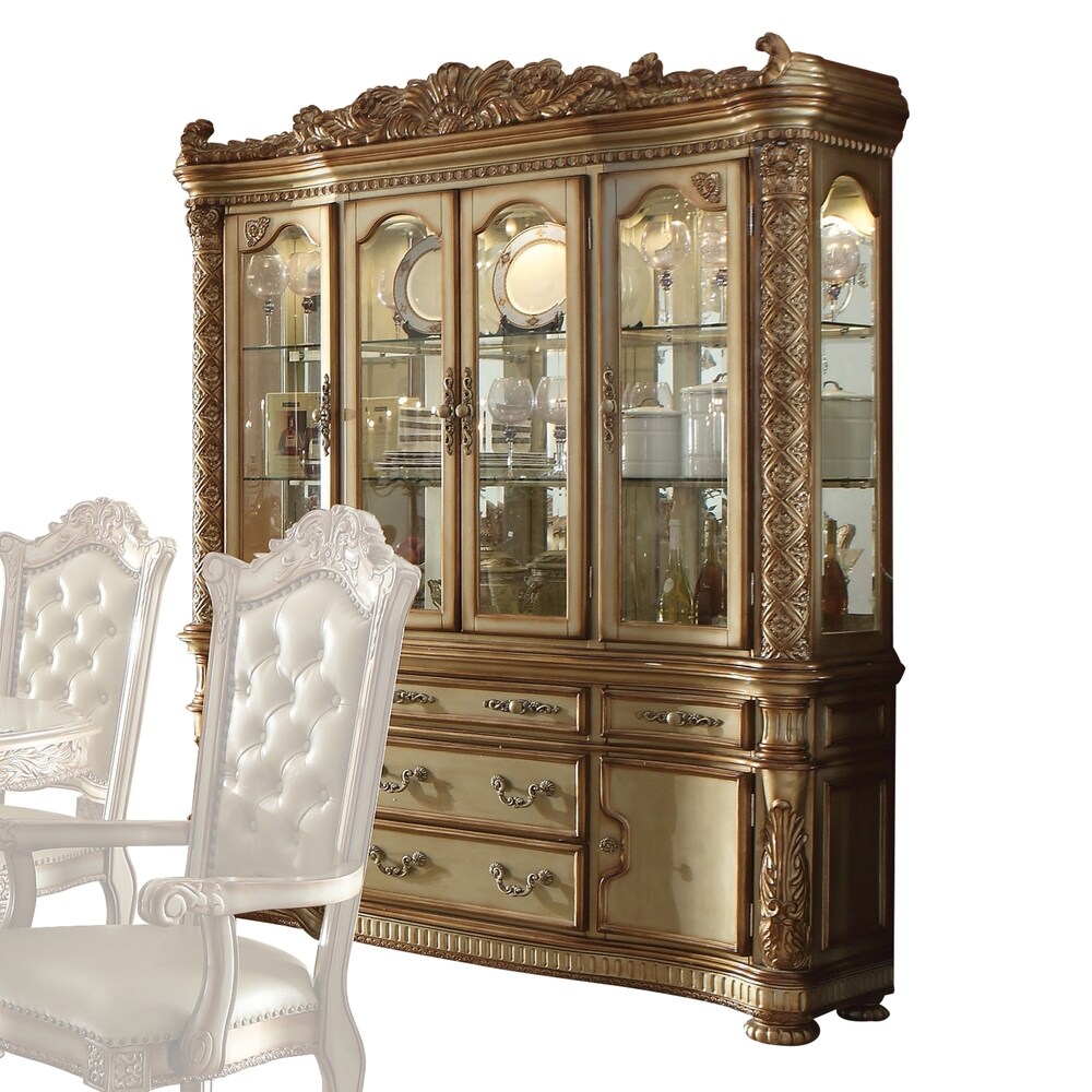 Acme ACME Vendome Gold Patina and Bone-finish Hutch and Buffet