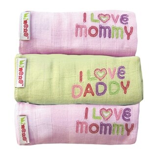 I Love Mom and Dad 3 Pack Cotton Baby Swaddlers