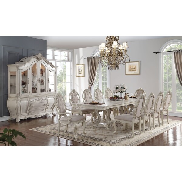 Acme Ragenardus Dining Table W Double Pedestal Antique White Acme Ragenardus Dining Table W Double Pedestal Antique White 1set 2ctn Free Shipping Today 21617045
