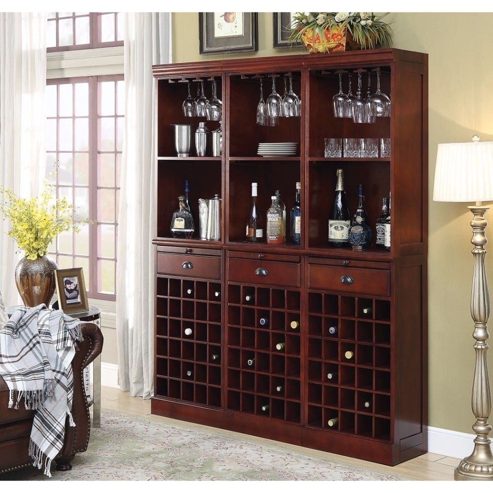 Shop Traditional Style Spacious Wine Wall Bar Unit In Wood Cherry