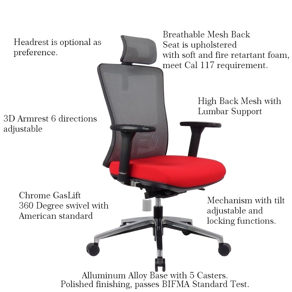 Professional Ergonomic Multi Function Mesh Office Task Chair Black