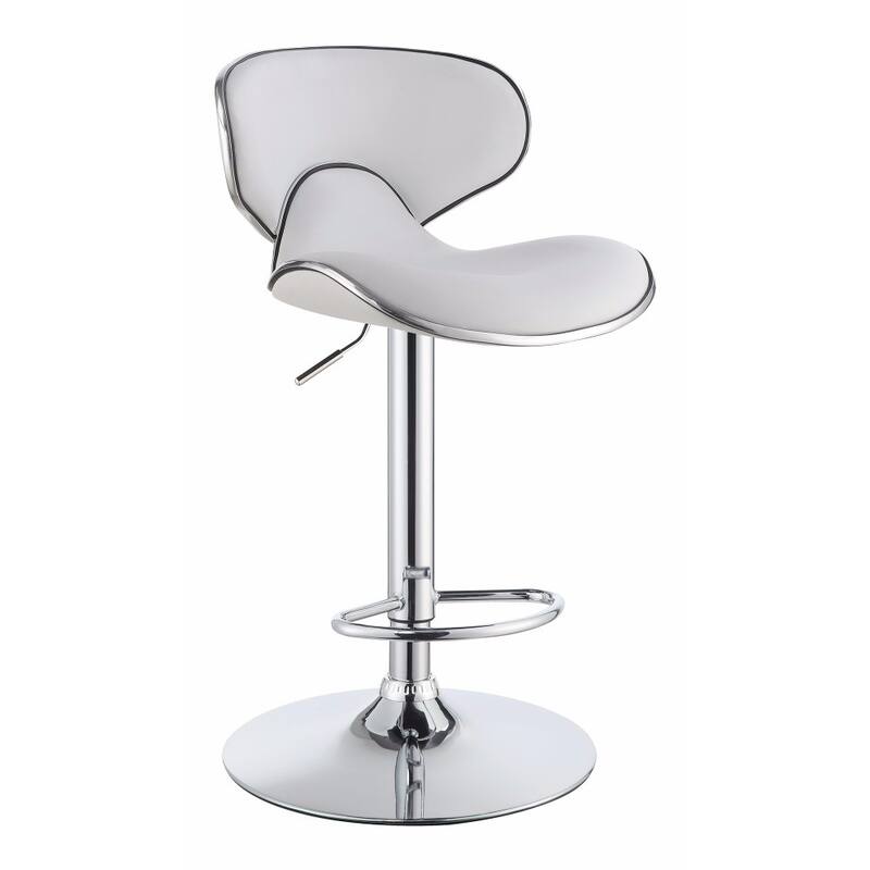 Modern Scooped Swivel Adjustable Bar Stool, White ,Set of 2