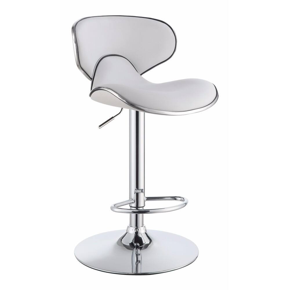 Modern Scooped Swivel Adjustable Bar Stool, White ,Set of 2