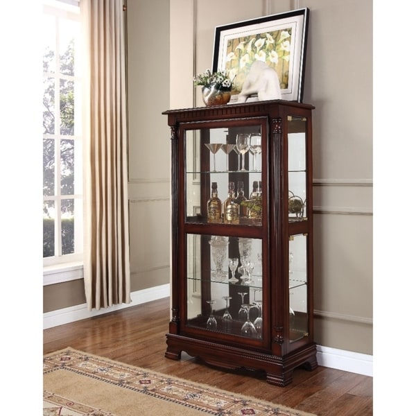 Wooden Gl Curio Cabinet Cherry Brown Free Shipping Wooden Gl Curio Cabinet Cherry Brown Free Shipping Today 21617678