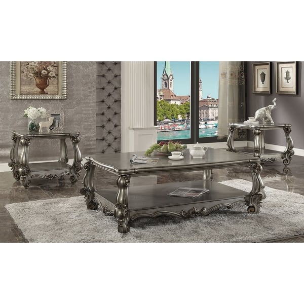 ACME Versailles Coffee Table, Antique Platinum Overstock 21619779