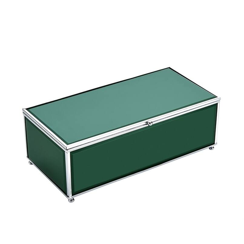 Versatile Wood And Glass Storage Box, Green