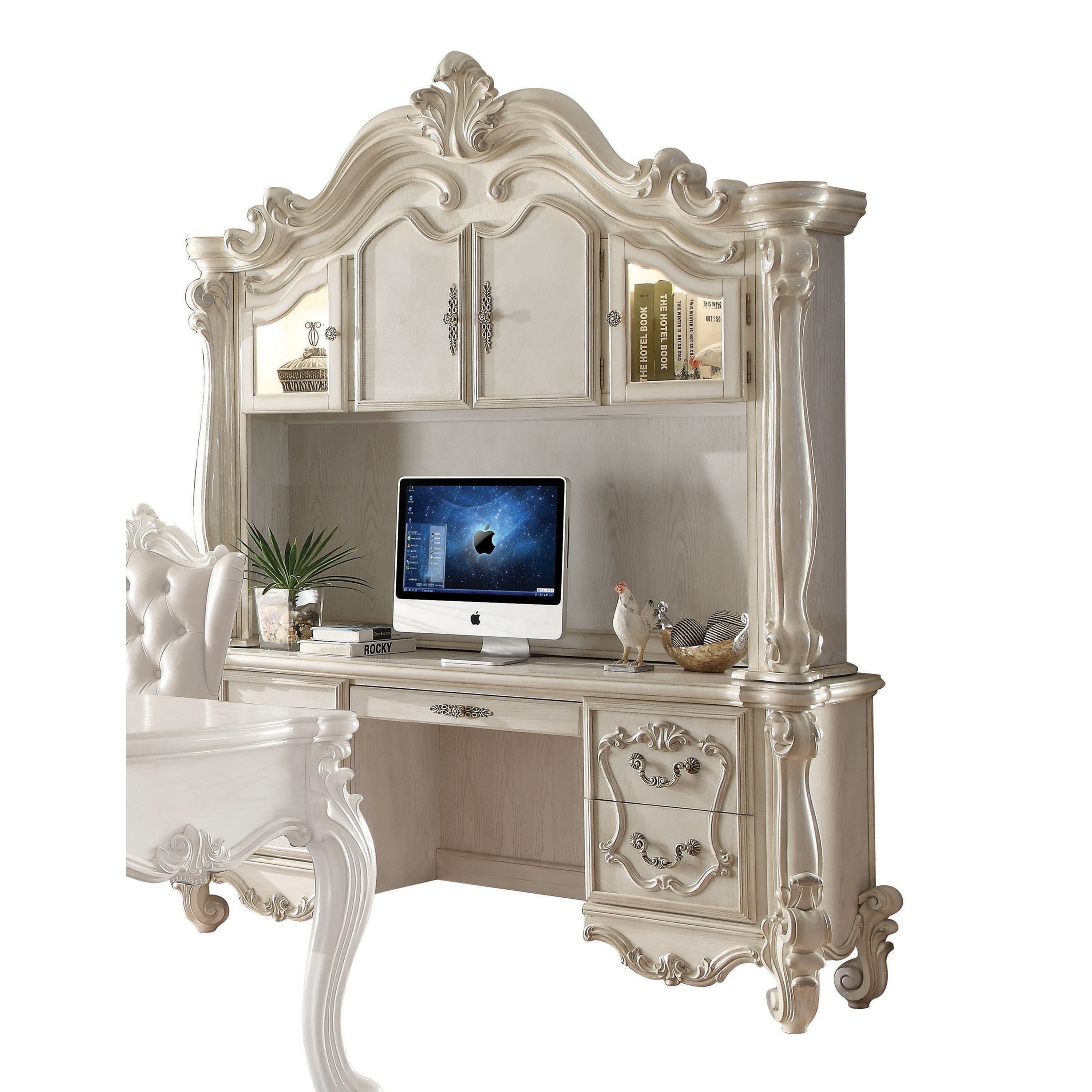 Shop Acme Versailles Bone White Computer Desk And Hutch Free