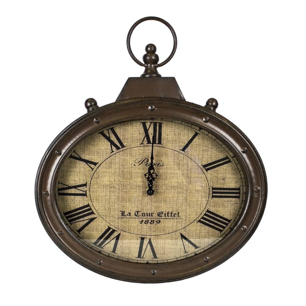 Rustically Retro Metal Wall Clock, Brown
