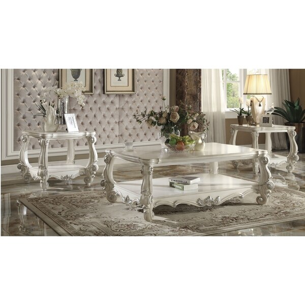 ACME Versailles End Table, Bone White