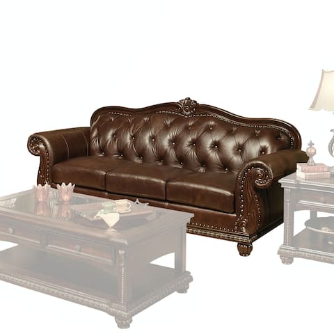 ACME Anondale Sofa, Espresso Top Grain Leather Match