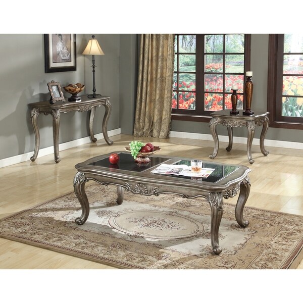 Acme Chantelle Sofa Table No Granite Antique Platinum
