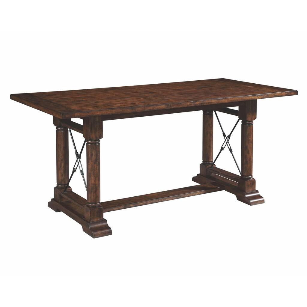 Broyhill Attic Rustic Oak Counter Height Trestle Table - Brown