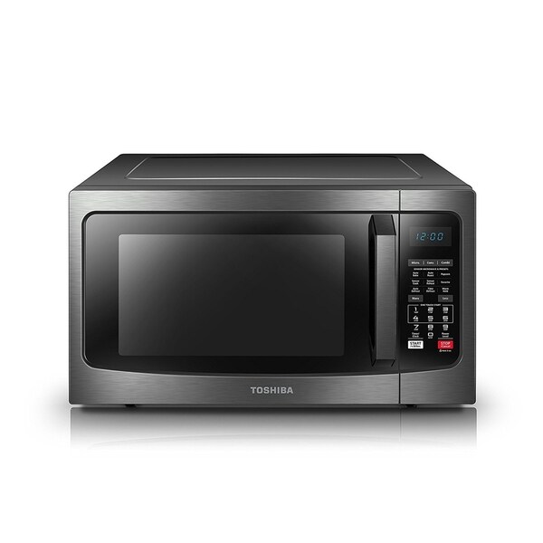 Toshiba 1.5-Cubic Foot Stainless Steel Convection Microwave - Bed