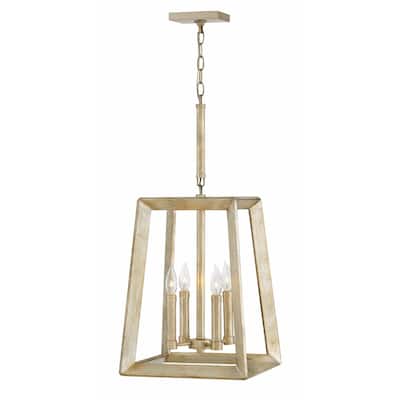 Hinkley Tinsley 4-Light Chandelier in Silver Leaf