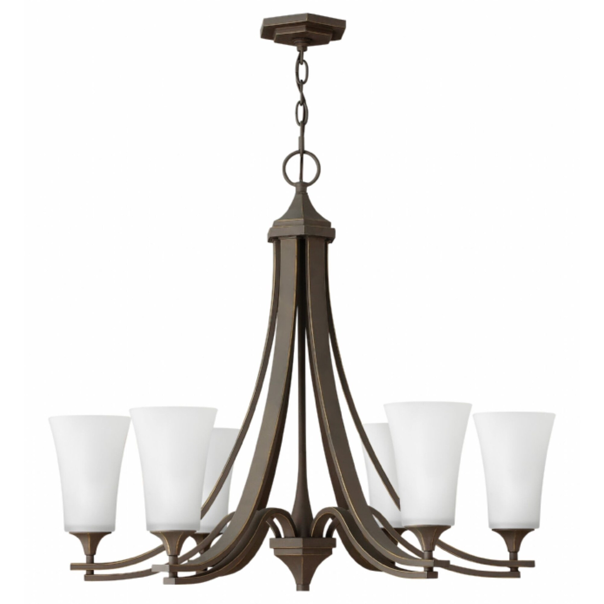Hinkley Brantley 6-Light Chandelier in Oil Rubbed Bronze with White - Chandeliers For Bedrooms by Overstock.com