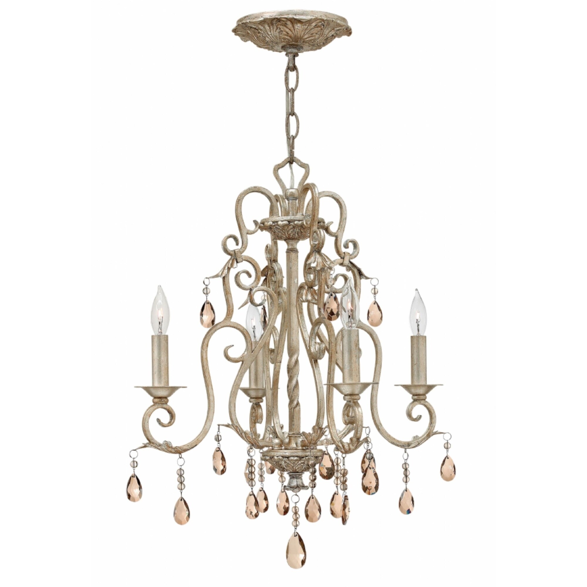 Hinkley Carlton 4-Light Chandelier in Silver Leaf - Chandeliers For Bedrooms by Overstock.com