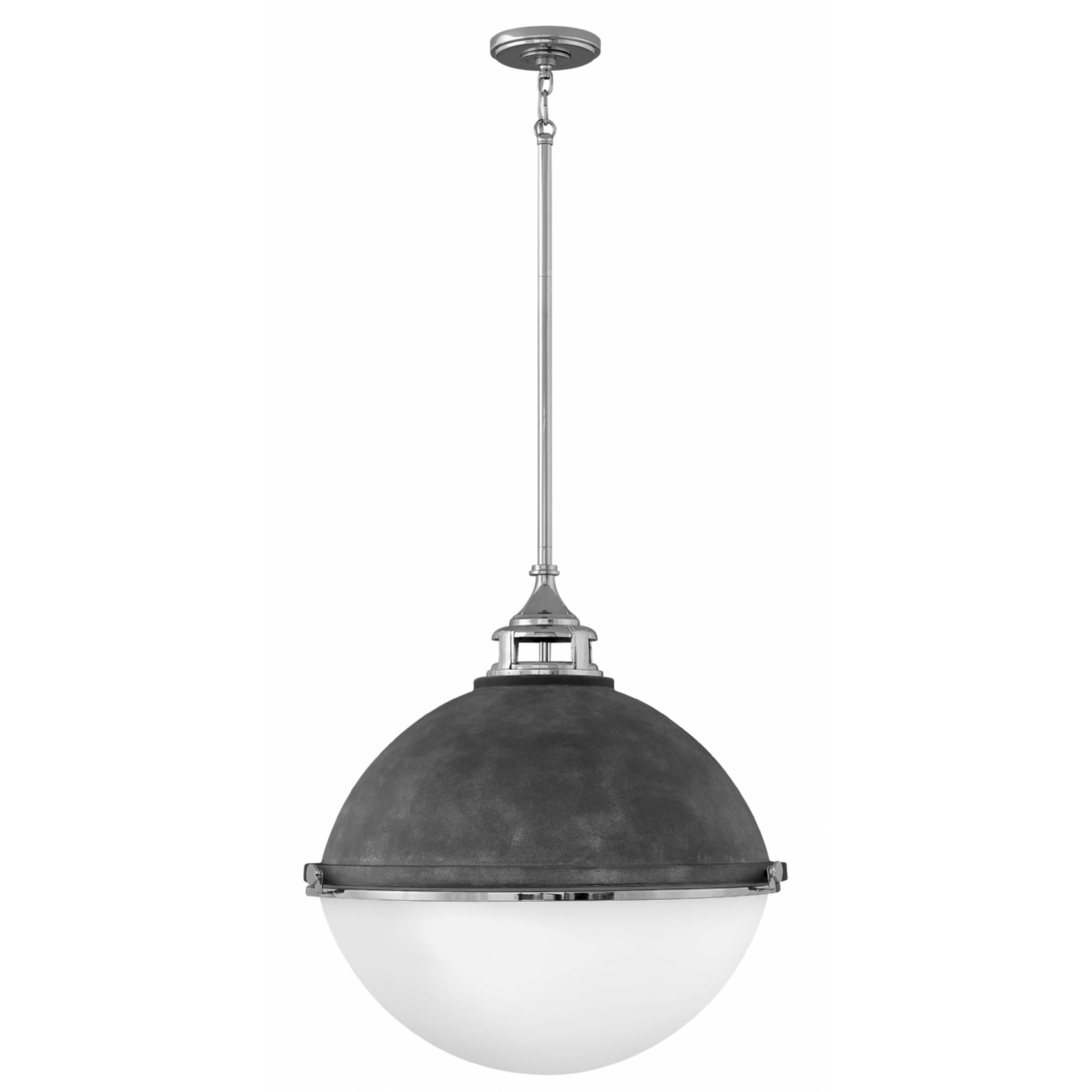 Hinkley Fletcher 3-Light Chandelier in Aged Zinc with Polished Nickel - Chandeliers For Bedrooms by Overstock.com