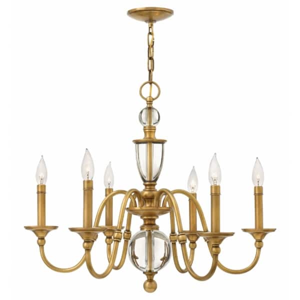 slide 1 of 1, Hinkley Eleanor 6-Light Chandelier in Heritage Brass