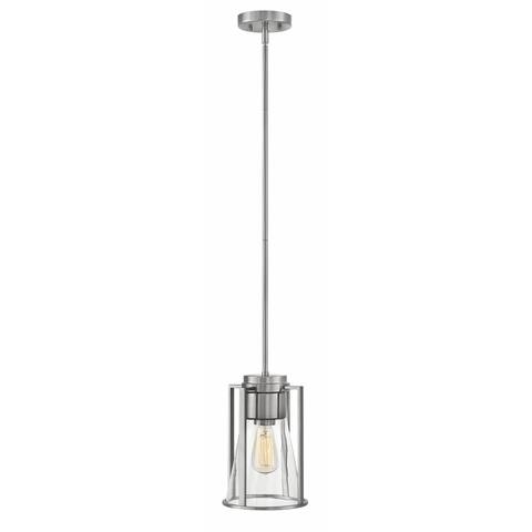 Hinkley Refinery 1-Light Pendant in Brushed Nickel with Clear