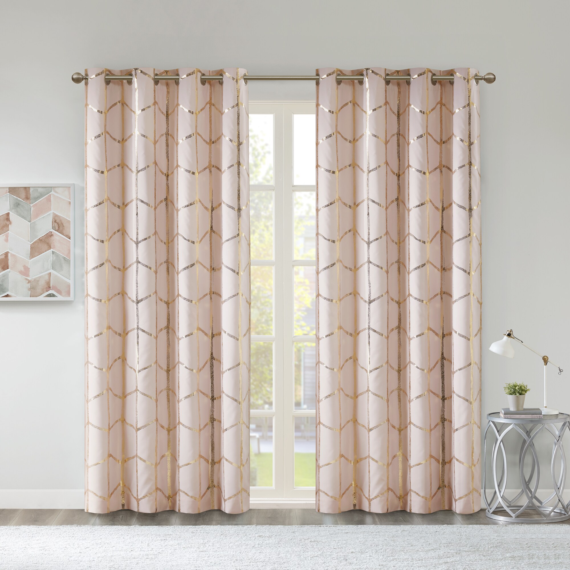 Shop Intelligent Design Khloe Blackout Metallic Printed Curtain
