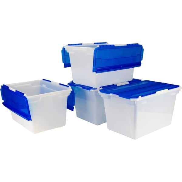 Storex Flip Top Tote /12 Gallon& 45 L/ Frost-Blue (4 units/pack) - Bed Bath  & Beyond - 21622260