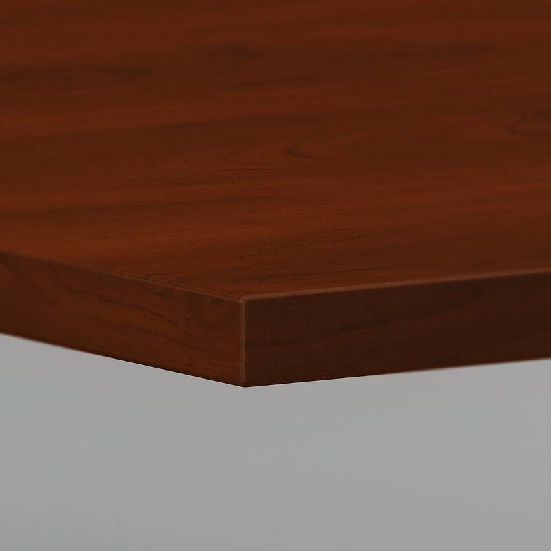 120W x 48D Boat Shaped Conference Table with Metal Base in Cherry