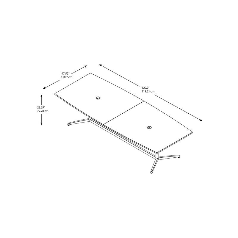 120W x 48D Boat Shaped Conference Table with Metal Base in Cherry