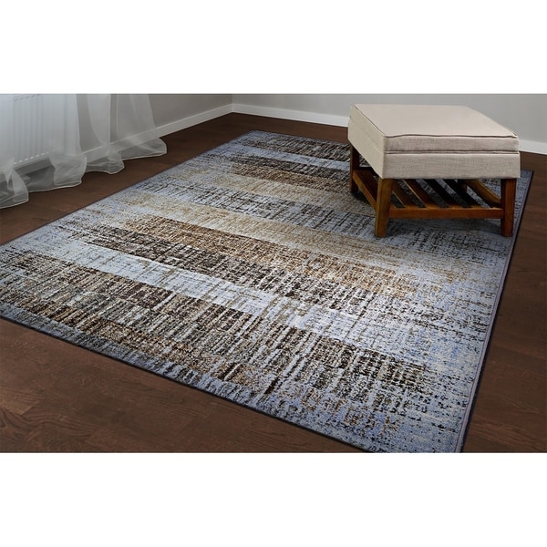 Chapman Faded Stripes Ivory-Brown Area Rug - 3'11" x 5'3"