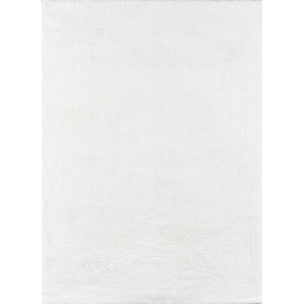 Momeni Velvet Shag Polyester Machine Made White Area Rug - 7'6" x 9'6"